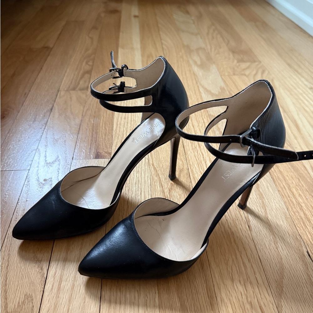 Nine West Black Ankle Strap Stiletto Heels